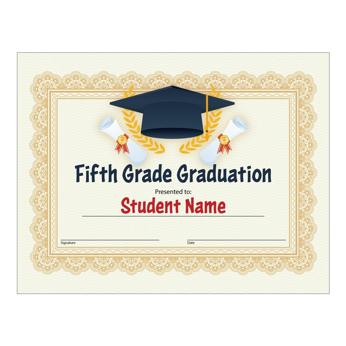 Custom Fifth Grade Graduation Certificate SchoolLife