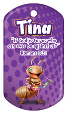Custom Dog Brag Tag - Tina, Romans 8:31