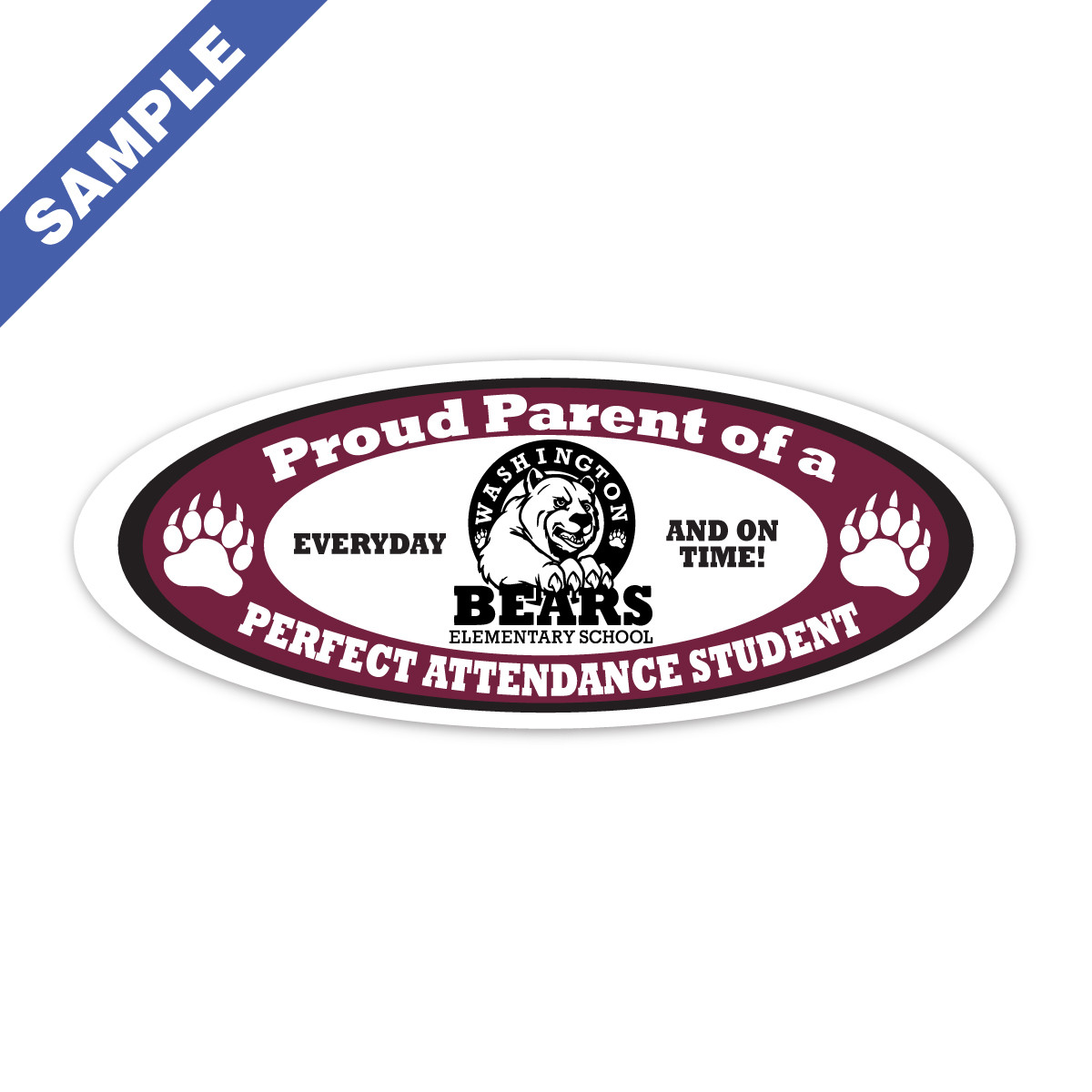 Custom Two-Color Oval Decal - School