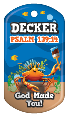 Custom Dog Brag Tag - Decker, Psalm 139:14