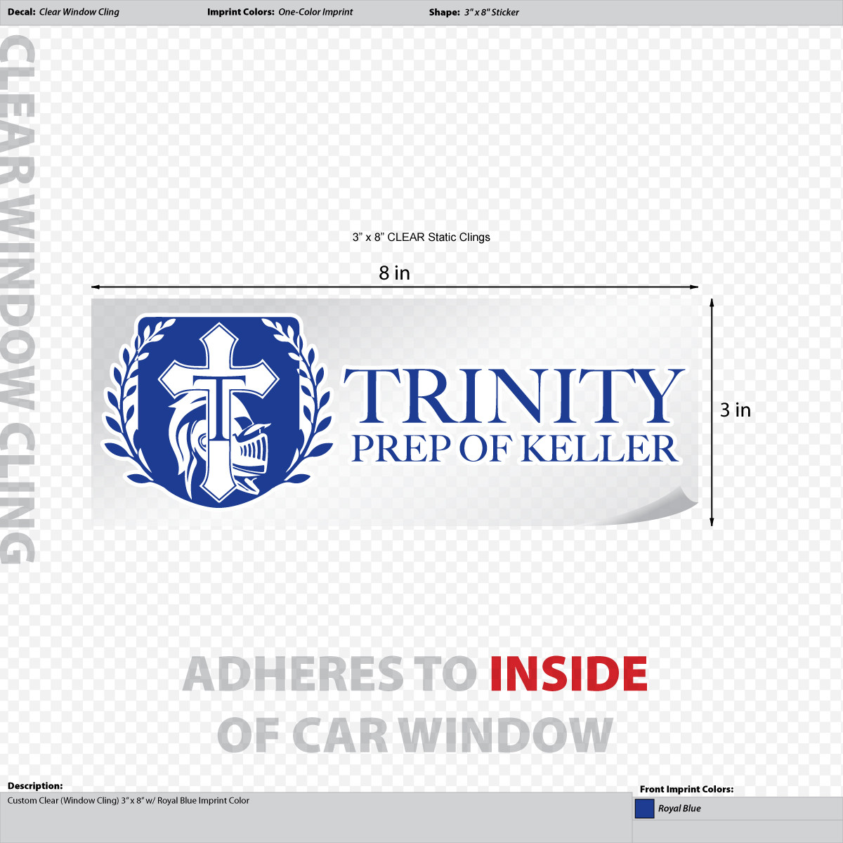 Custom Clear One-Color 3" x 8" Window Clings - Trinity