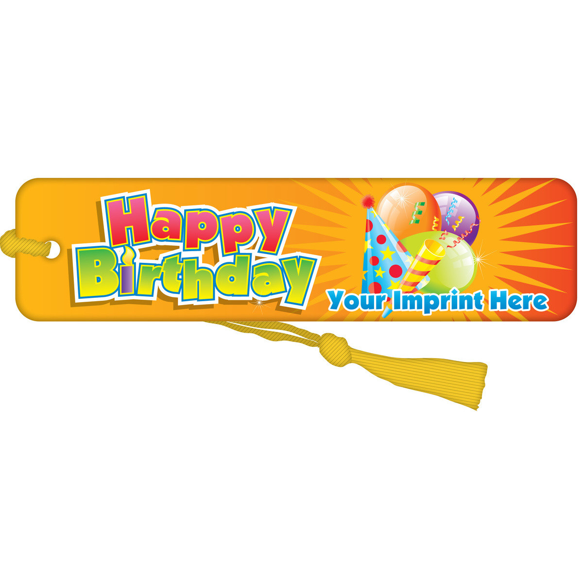 Custom Bookmark with Yellow Tassel - Happy Birthday