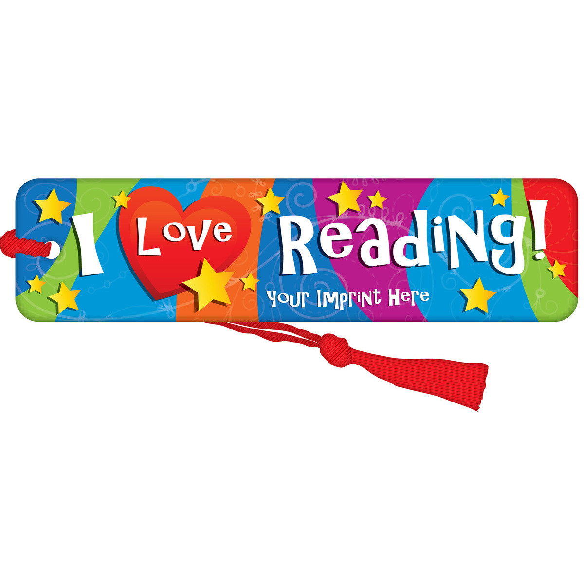 Custom Bookmark with Red Tassel - I Love Reading