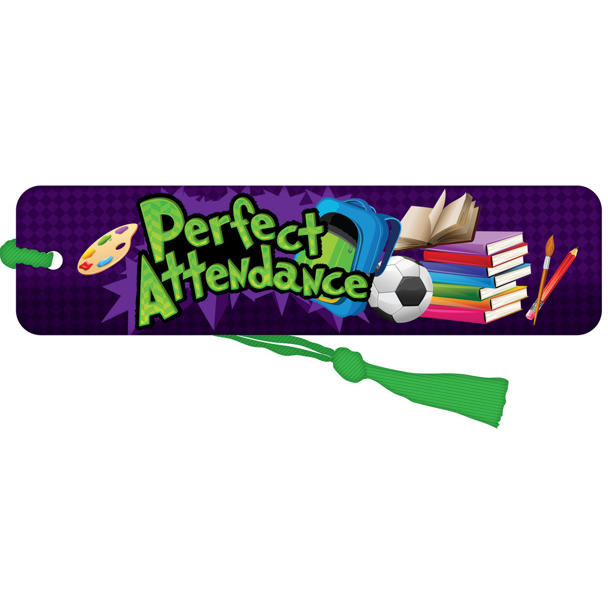 Bookmark with Green Tassel - Perfect Attendance