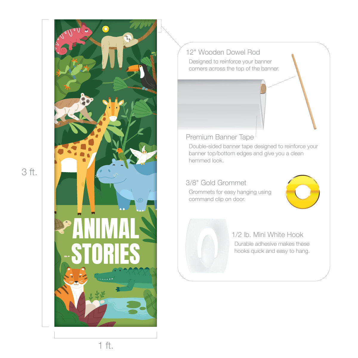 Classroom Door Banners (1' x 3') - Animal Stories