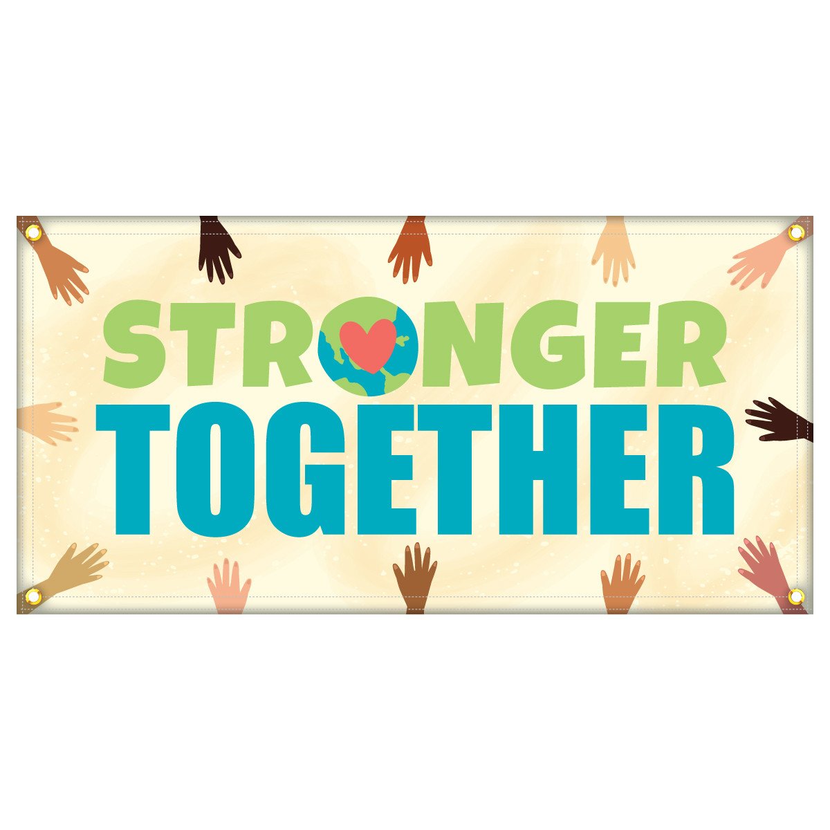 Hem & Grommet Digital (2' x 4') Banner - Stronger Together 