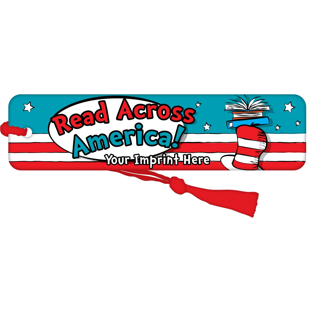 Custom Bookmark with Red Tassel - Read Across America (Stripes)