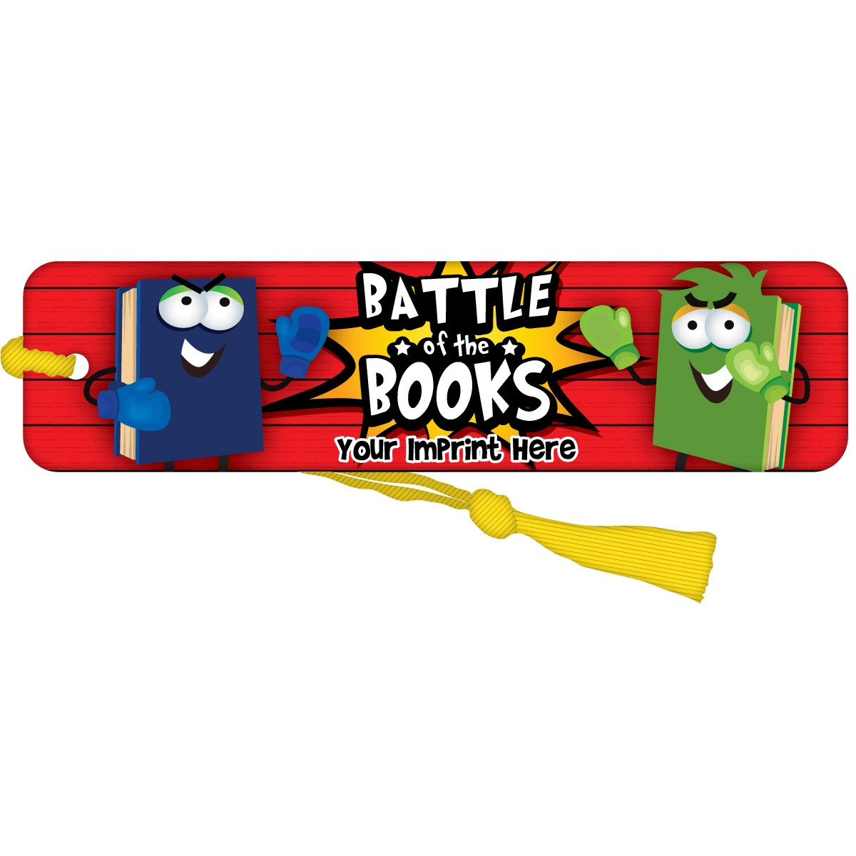 Custom Bookmark with Yellow Tassel - Battle of the Books (Boxing)