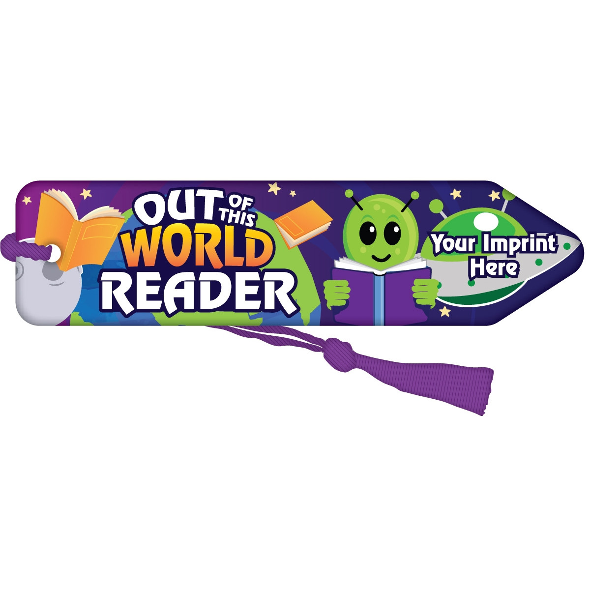 Custom Pencil Bookmark with Purple Tassel - Out Of This World Reader
