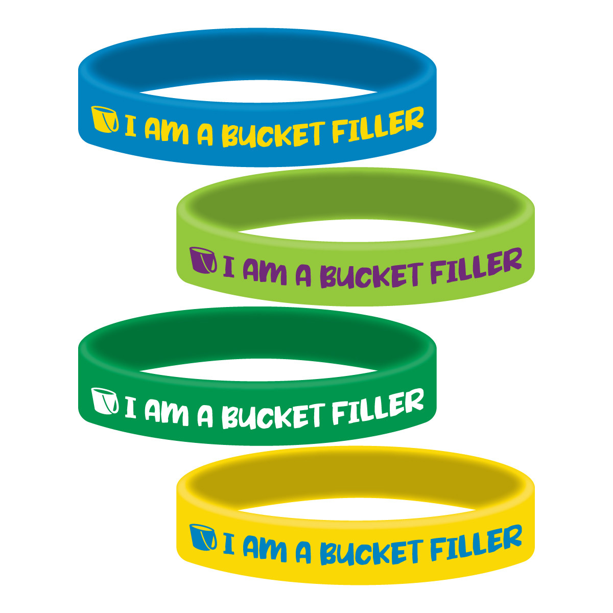 Custom Screen Printed Silicone Wristbands - I am a Bucket Filler 