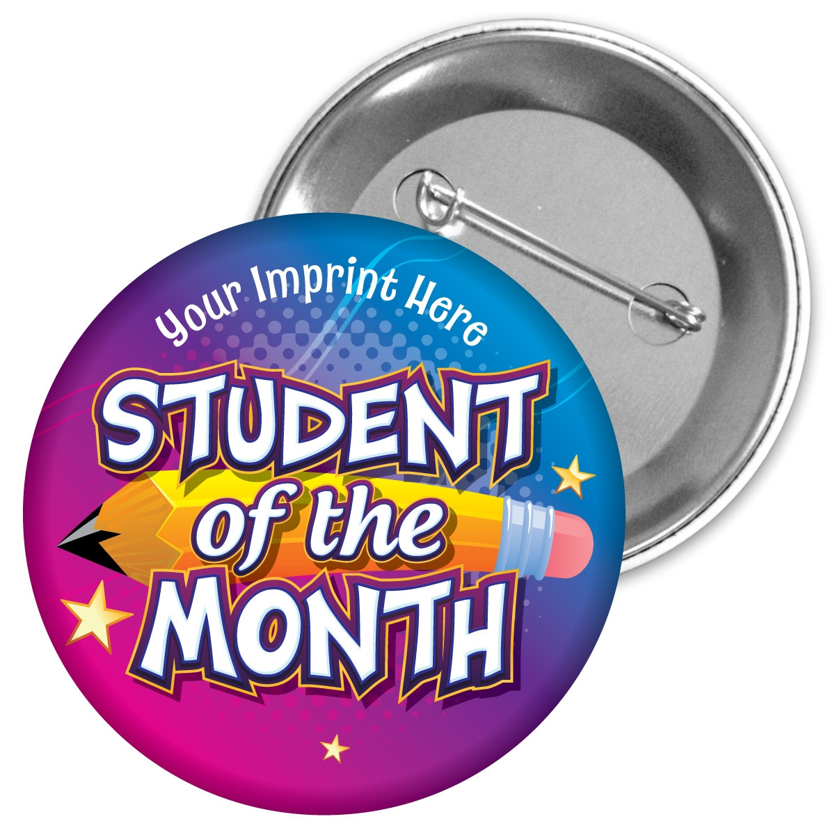 Custom Metal Button - Student of the Month (Pencil)