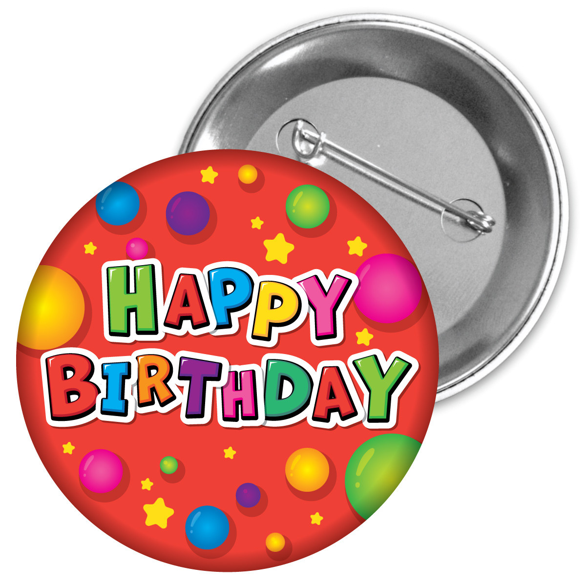 Metal Button - Happy Birthday (Red)