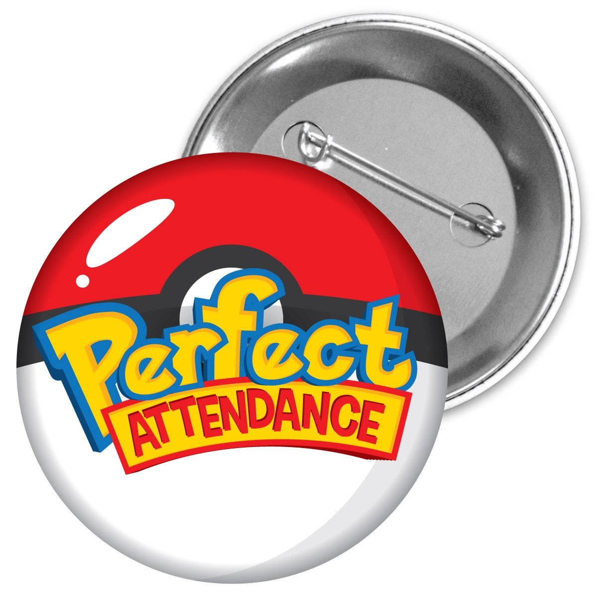 Metal Button - Perfect Attendance (Pocket Ball Monsters Theme)