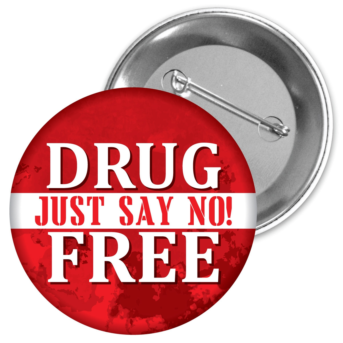 Metal Button - Drug Free (Just Say No!)