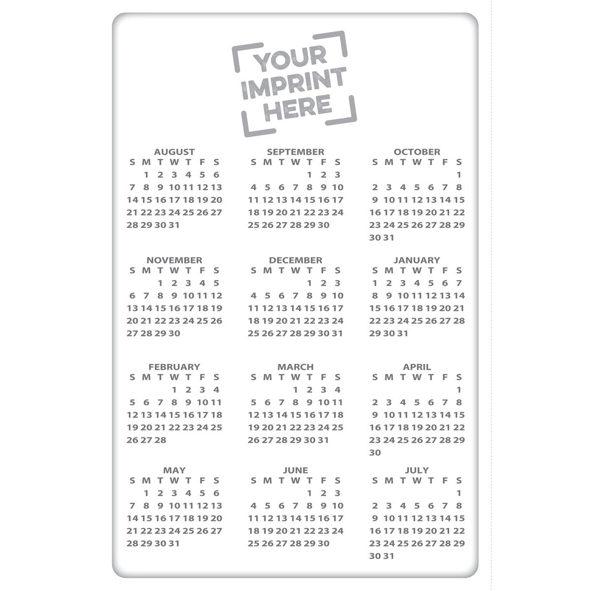 Custom Vertical Calendar Magnet - School