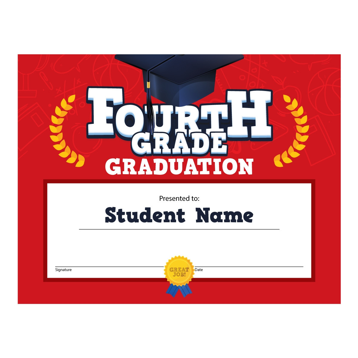 Custom 8.5" x 11" Certificate - Fourth Grade Graduate