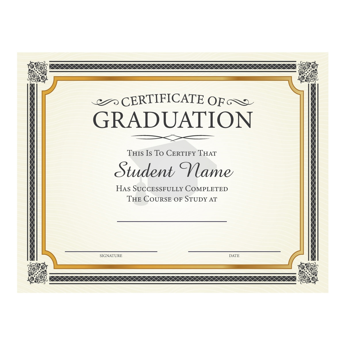 Custom 8.5" x 11" Certificate - Certificate of Graduation