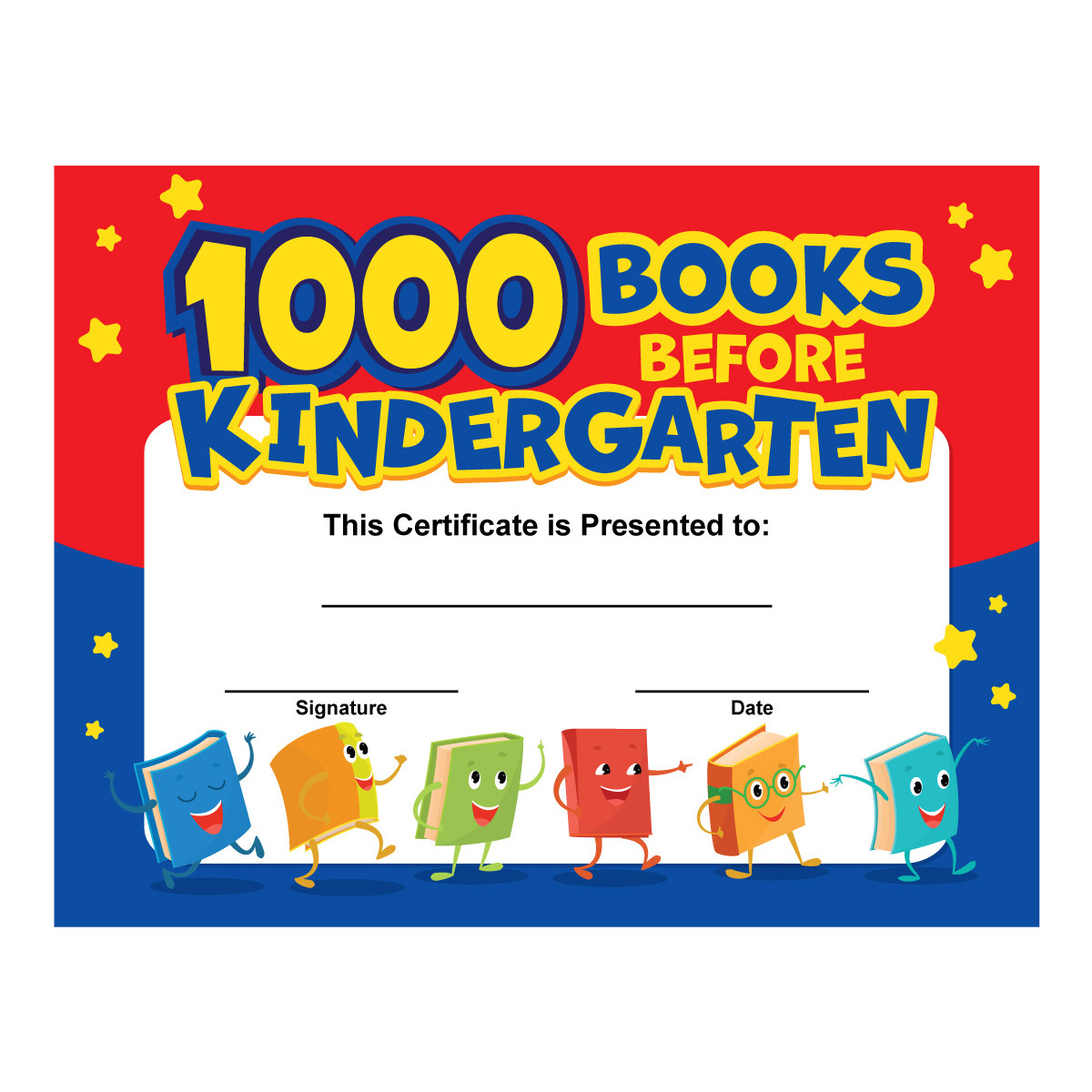 Custom 8.5" x 11" Certificate - 1000 Books Before Kindergarten
