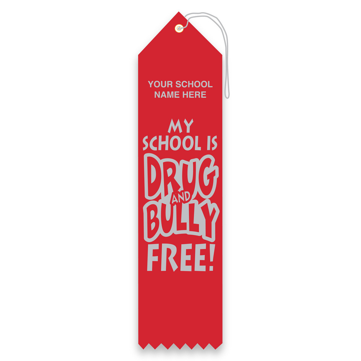 Imprinted Carded Ribbon - My School is Drug and Bully Free