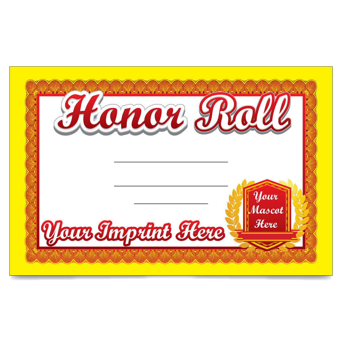 Custom 5.5" x 8.5" Certificate- Honor Roll
