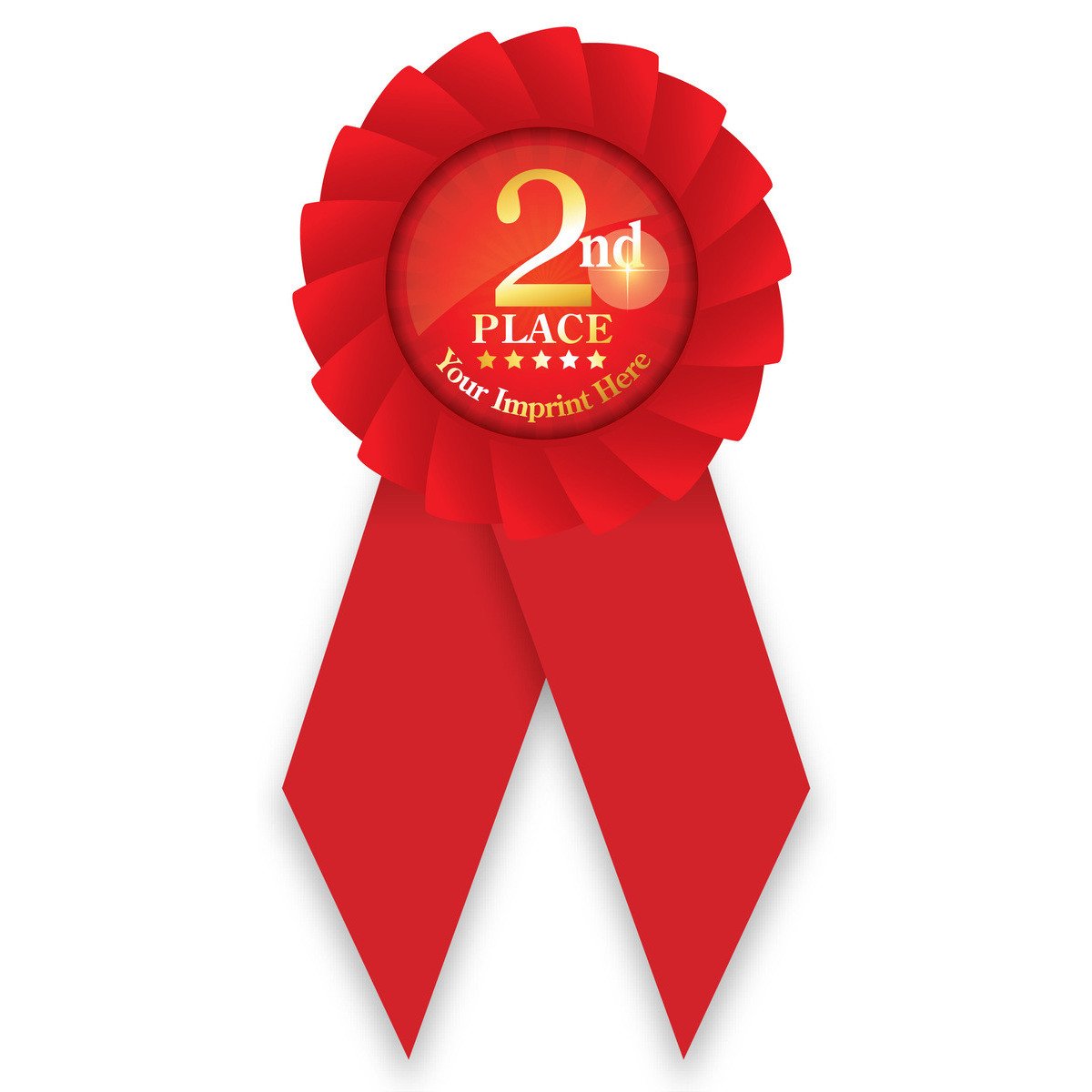 Custom Econo Rosette Ribbon with Button Insert - 2nd Place Award