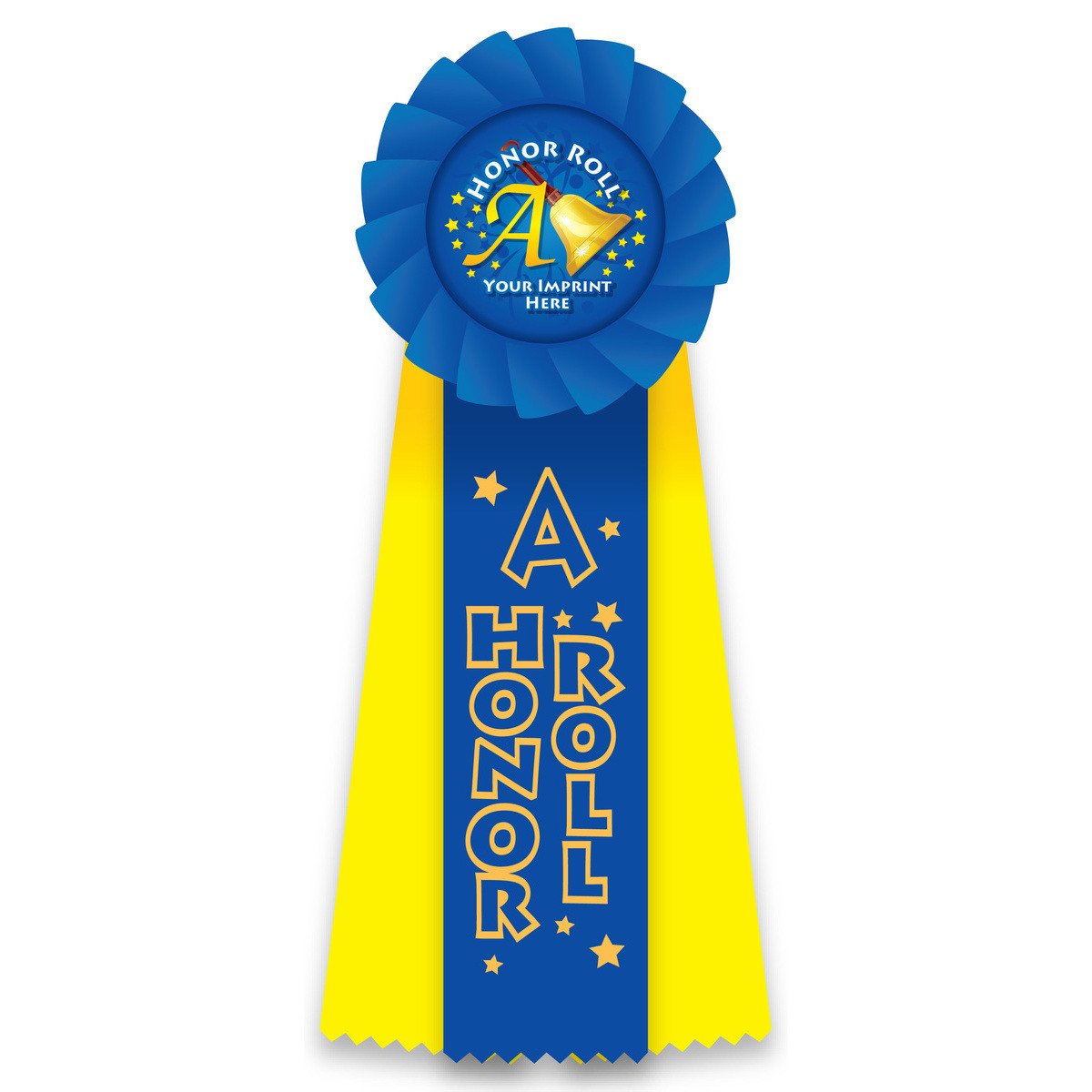 Custom Rosette Ribbon with Button Insert - A Honor Roll