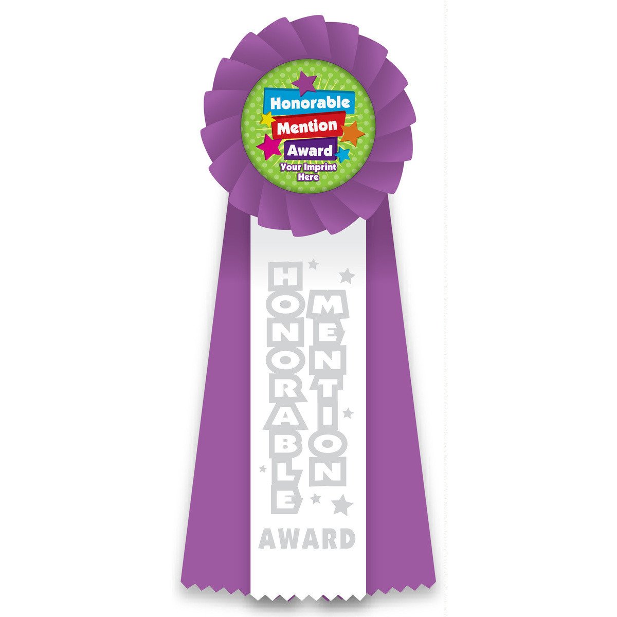 Custom Rosette Ribbon with Button Insert - Honorable Mention