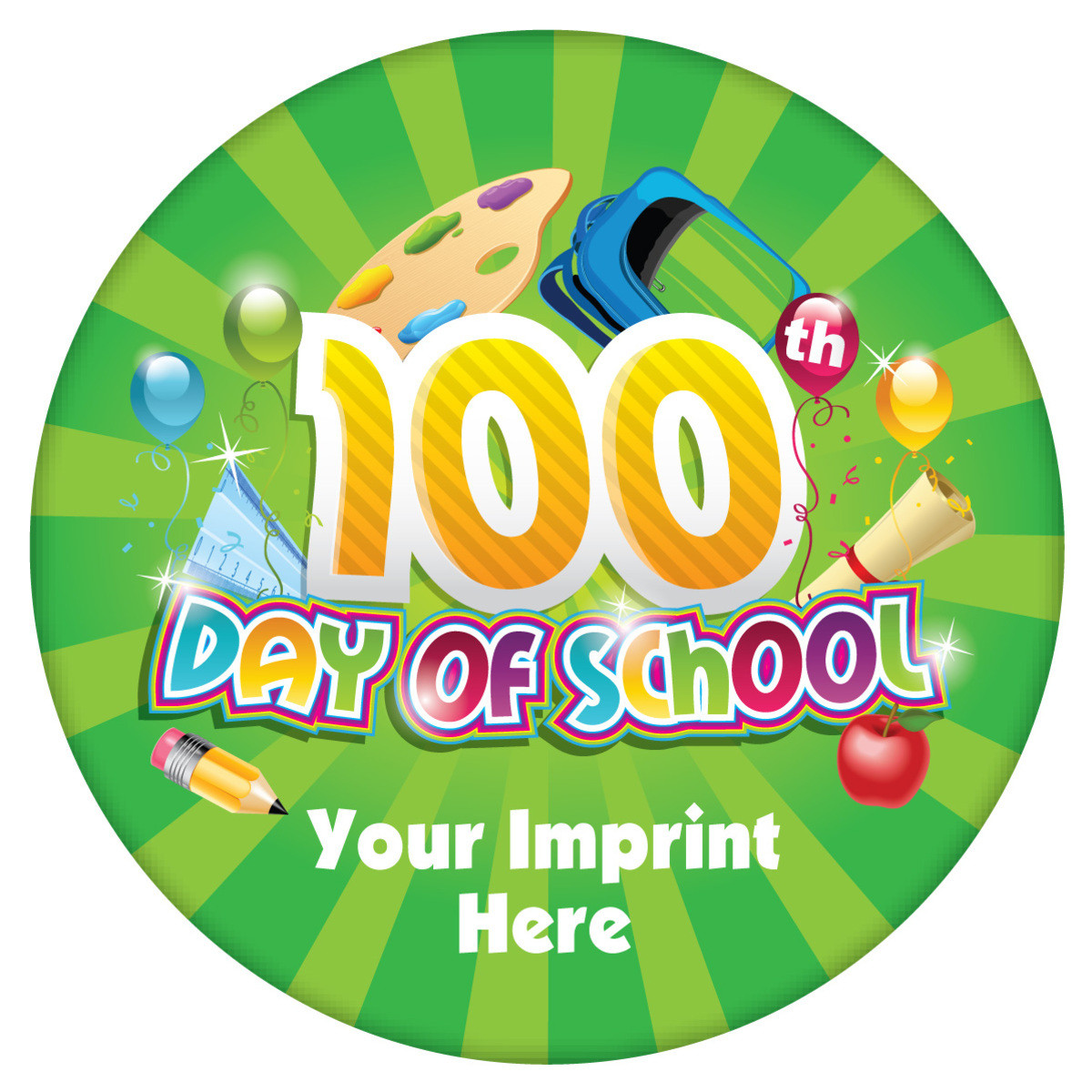 Custom Circular Statement Magnet- 100th Day of School