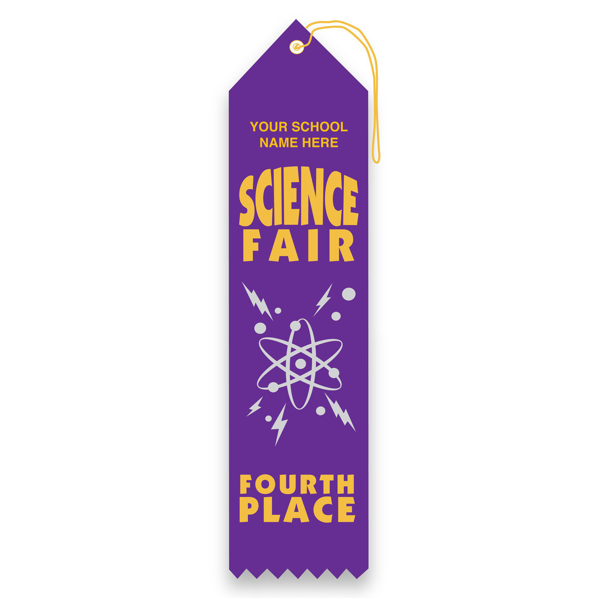 Imprinted Carded Ribbon - Science Fair, 4th Place
