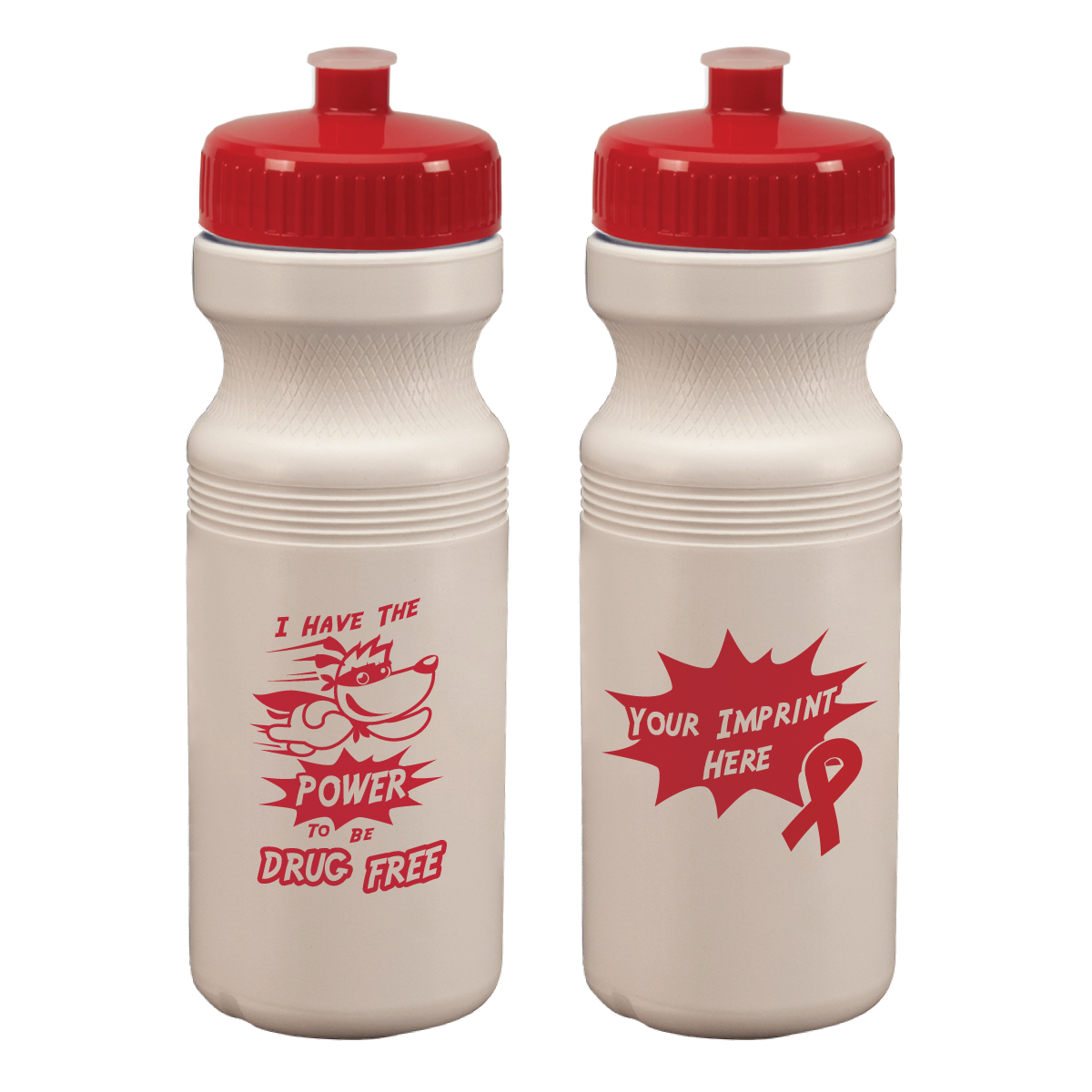 Custom 24 oz. Plastic Sports Bottle -  I have the Power to be Drug Free