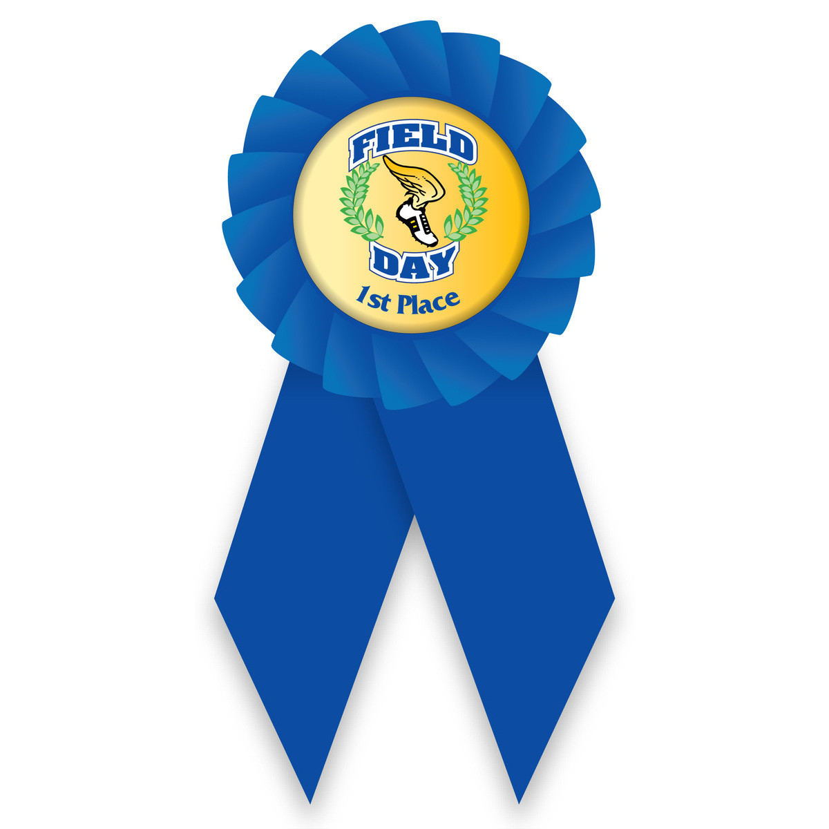 Econo Rosette Ribbon with Button Insert - Field Day, 1st Place