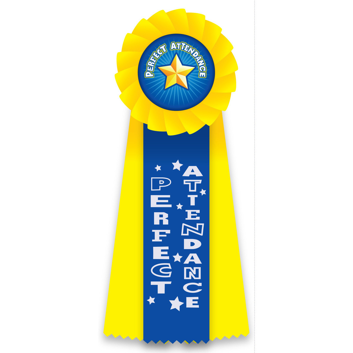 Rosette Ribbon with Button Insert - Perfect Attendance