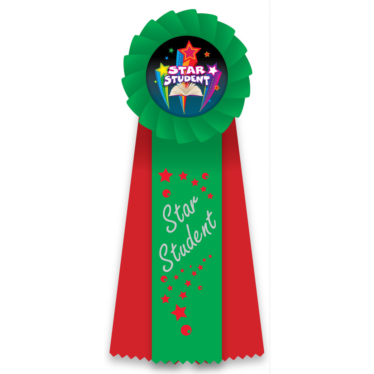 Rosette Ribbon with Button Insert - Star Student