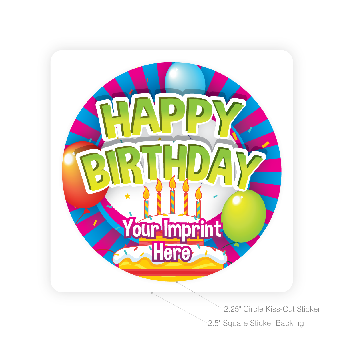 Custom Round Sticker - Happy Birthday