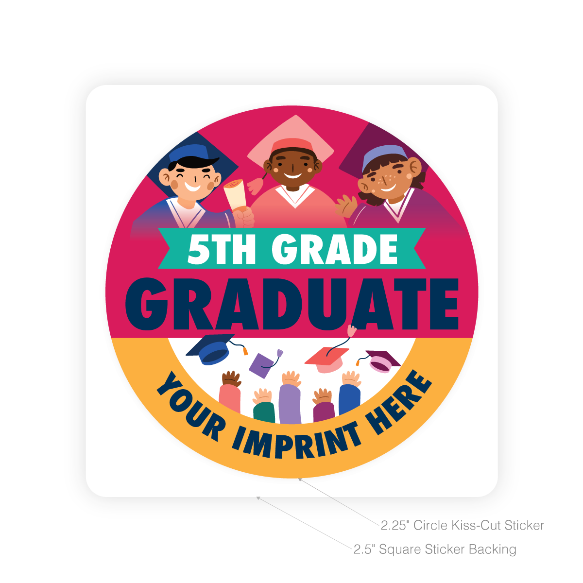 Custom Round Sticker - 5th Grade Graduate 