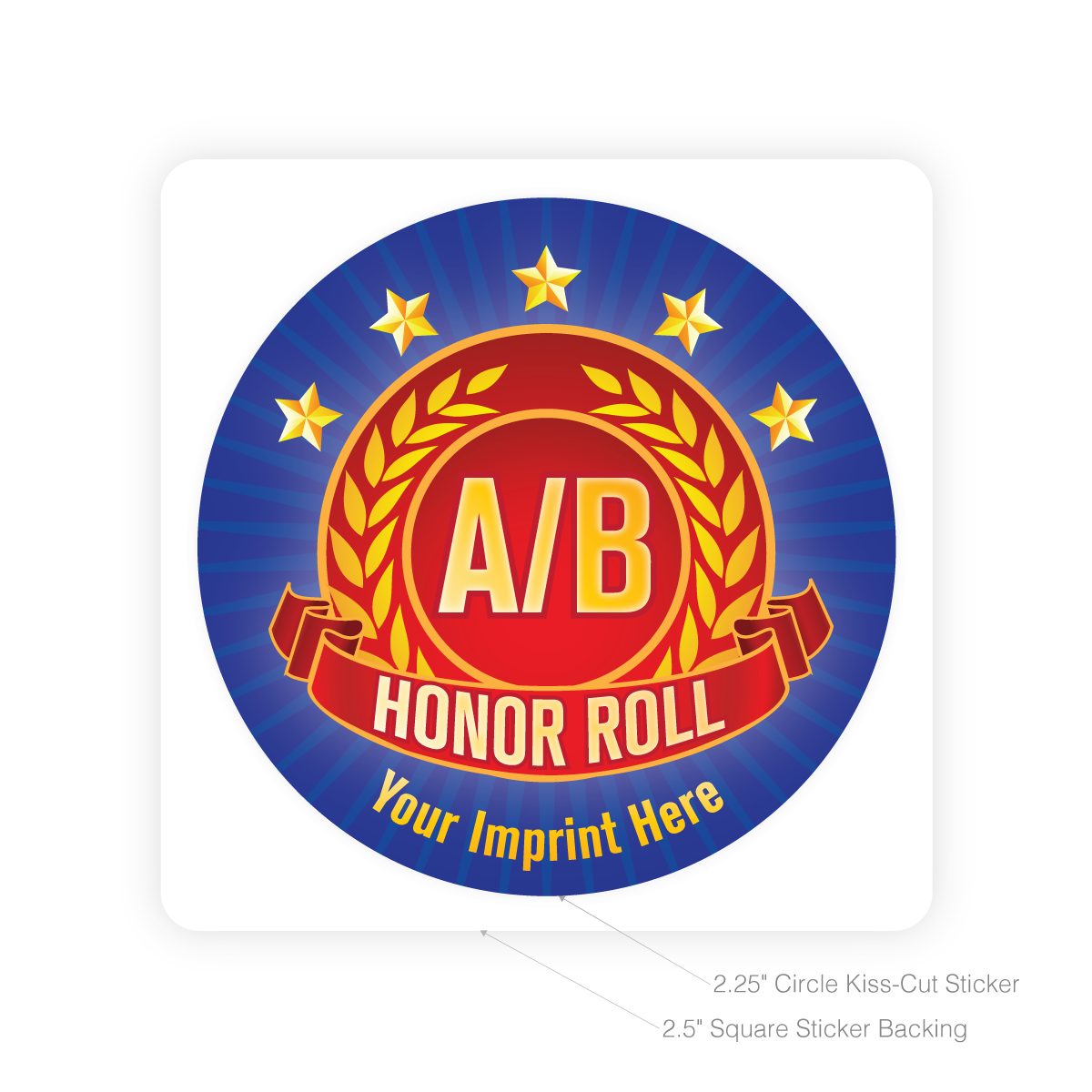 Custom Round Sticker - A/B Honor Roll