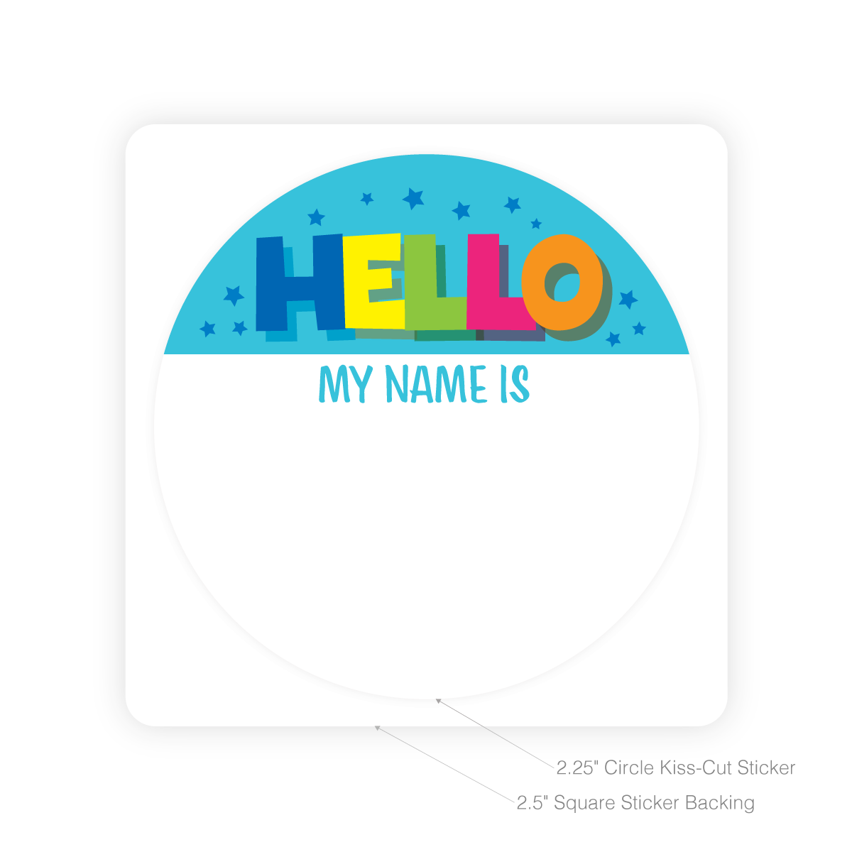 Round Sticker with Writable Space - Hello My Name is 