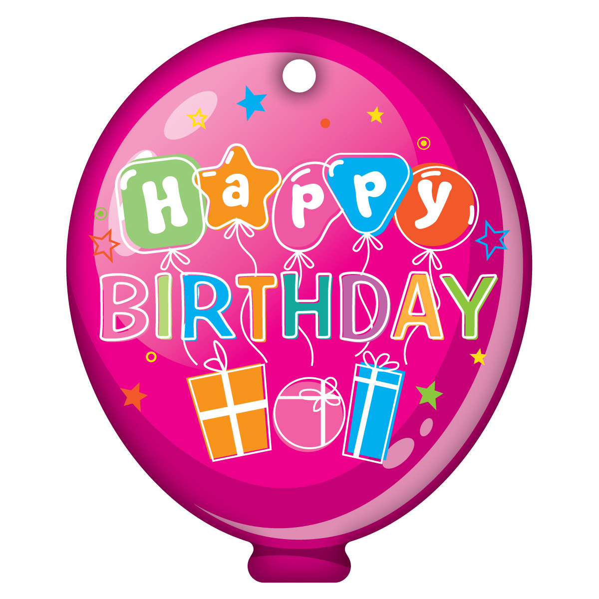 Balloon Brag Tags - Happy Birthday (Pink)