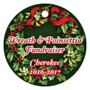 Custom Circle Brag Tag - Wreath and Poinsettia Fundraiser