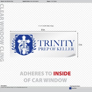 Custom Clear One-Color 3" x 8" Window Clings - Trinity