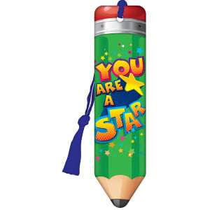 Pencil Bookmark with Blue Tassel - You Are a Star