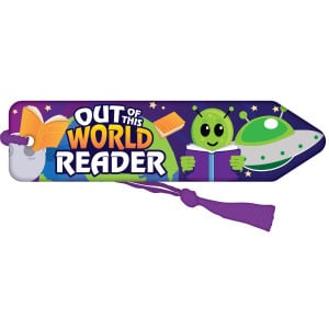 Pencil Bookmark with Purple Tassel - Out of this World Reader (Alien)
