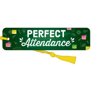 Bookmark with Yellow Tassel - Perfect Attendance (Chalkboard)