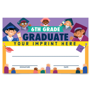 Custom 5.5" x 8.5" Certificate - 6th Grade Graduate