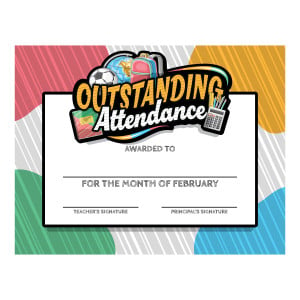 Custom 8.5" x 11" Certificate - Outstanding Attendance (February)