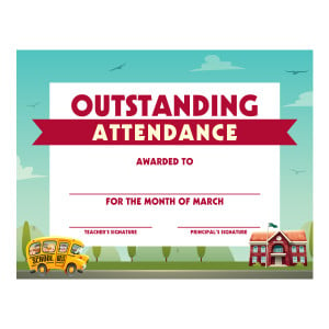 Custom 8.5" x 11" Certificate - Outstanding Attendance (March)
