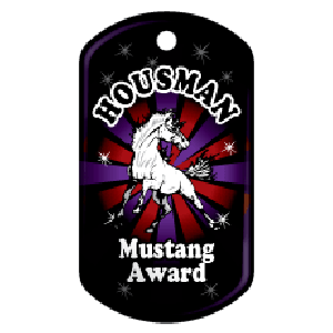 Custom Dog Brag Tag - Mustang Award, White Mustang