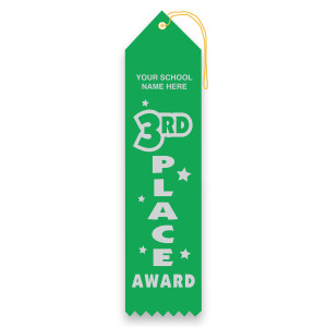 Imprinted Carded Ribbon - 3rd Place Award