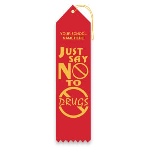 Imprinted Carded Ribbon - Red Ribbon, Just Say No to Drugs