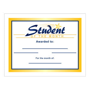 Custom 8.5" x 11" Certificate -  Student of the Month